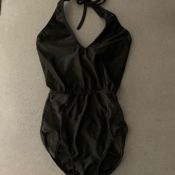 iHeartRaves Onyx Sparkle Fishnet One-Piece Size Small - Picture 3 of 4